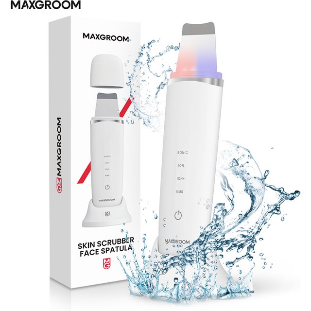 MAXGROOM Ultrasonic Skin Scrubber Peeling Blackhead Remover Deep Face Cleaning Ultrasonic Ion Acne Pore Cleaner Facial Shovel