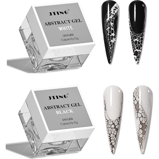 1Jar 5g White Black Lace Base Gel Nail Polish Lace Hole Grid Abstract Effect Gel Nail Varnish UV LED Soak Off Varnish Nail Salon