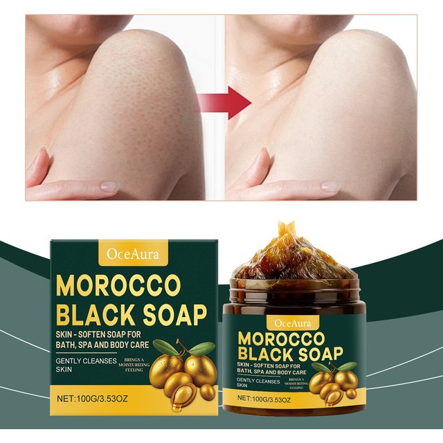 Natural Morocco Black Soap Dead Skin Remover Body Scrub Purifying Deep Cleansing Gentle on All Skin Types 100G/3.530Z