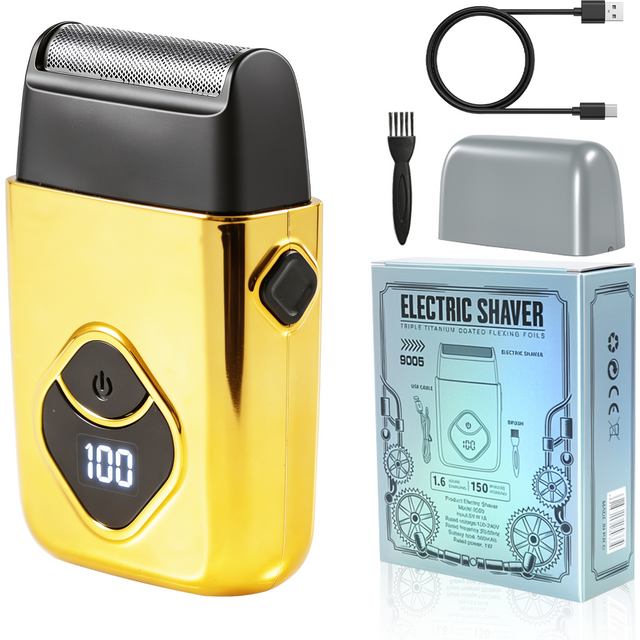 Electric Shaver for men 9005 Cordless Rechargeable Foil Razor Triple Titanium Coated 150 Min Runtime LED Display Portable
