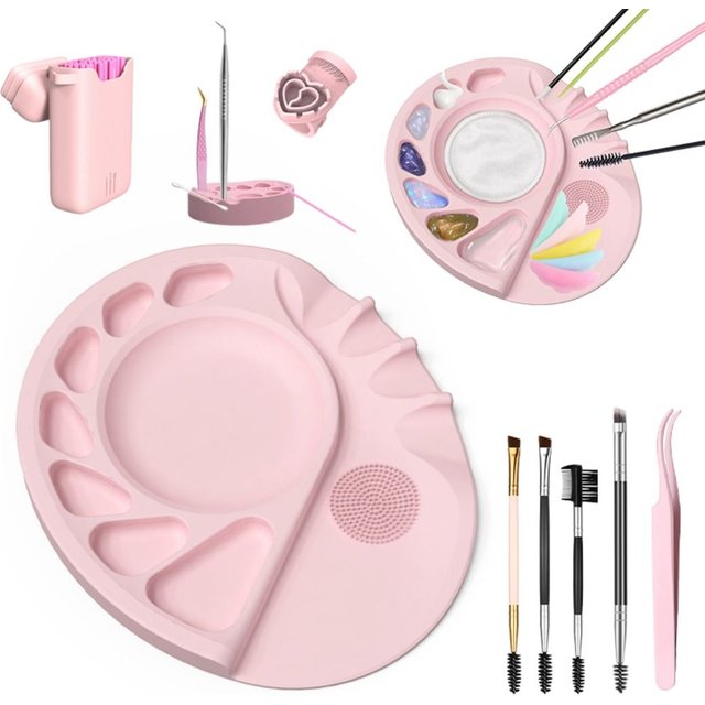 Silicone Makeup Mat Palette Multi Function Liquid Foundation Eye Shadow Nail Art Gel Pad Tray Palette Nail Beauty Tools