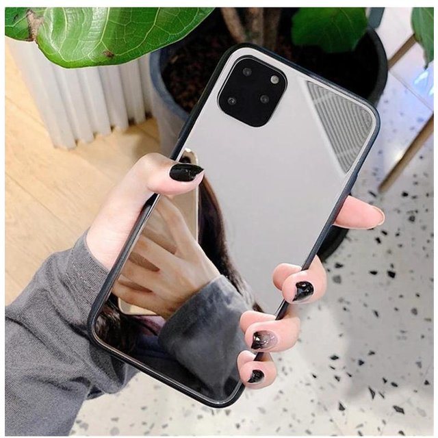 Black Mirror Phone Case for iPhone 17 16 15 14 13 12 11 Pro XS Max Back Protective Cover for iPhone XS MAX XR 16Plus Makeup