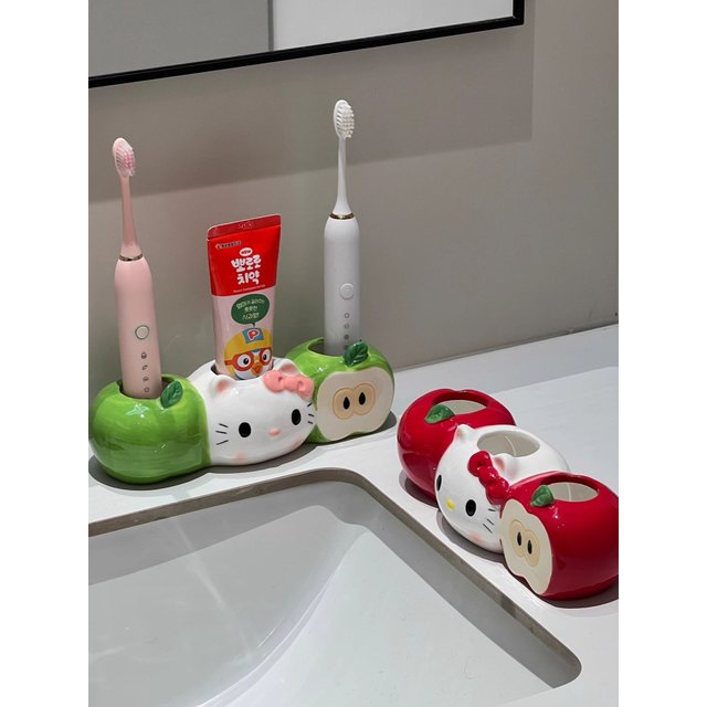 Anime Sanrio HelloKitty Ceramic Electric Toothbrush Stand Couple Bathroom Counter Storage Cute Kawaii Cartoon Holiday Gifts