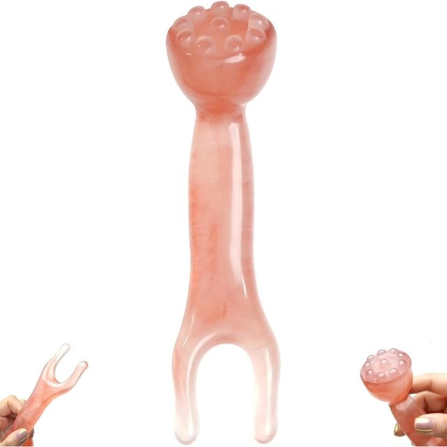 Double-Ended Nose and Facial Massage Stick with 10 Points Head and Meridian Scraping Tool Gua Sha Massager for Face Neck Back
