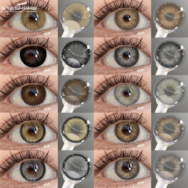 EYESHARE 1 Pair Natural Colorful Contact Lenses for Eyes Gray Lenses Korean Lenses Yearly Beauty Makeup Brown Eye Contacts Lens