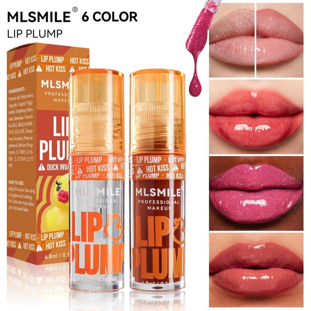 MLSMILE Duck Lip Plump Lip Oil Moisturizing Lip Gloss Mirror Water nature long-lasting Gloss Gloss Pearl Lip Glaze Set