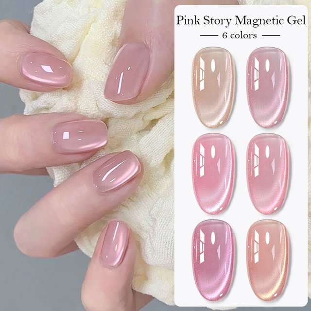 8ml Pink Story Cat Magnetic Gel Nail Polish Nude Pink Gold Light Magnetic Semi Permanent UV Gel Varnish Soak Off Nail Supplies