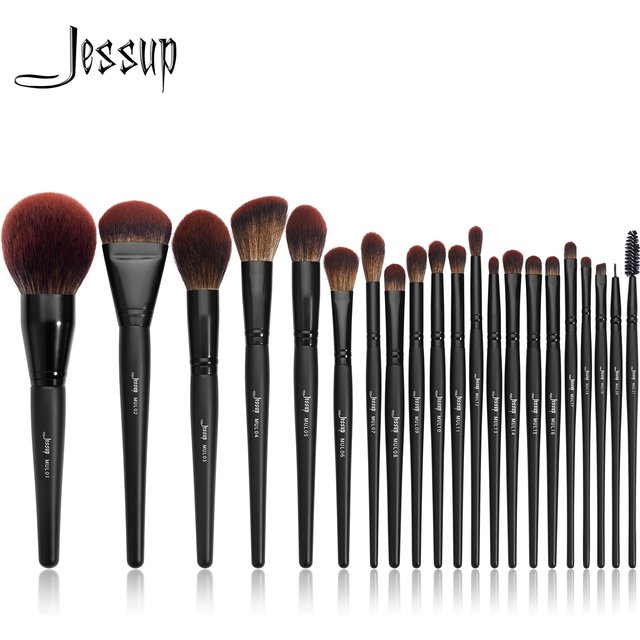 Jessup pinceaux de maquillage ensemble 3-21 pièces Premium synthétique grande poudre fond de teint correcteur fard à paupières Eyeliner Spoolie en bois T271