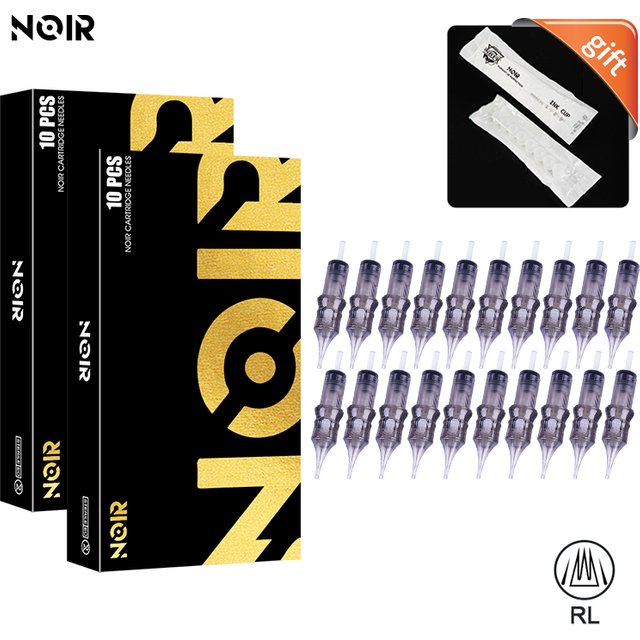 20Pcs RL RLT Noir Tattoo Cartridge Needles Disposable Permanent Makeup Machine Eyebrow Eyeliner Lip Tattoo Pen Supplies