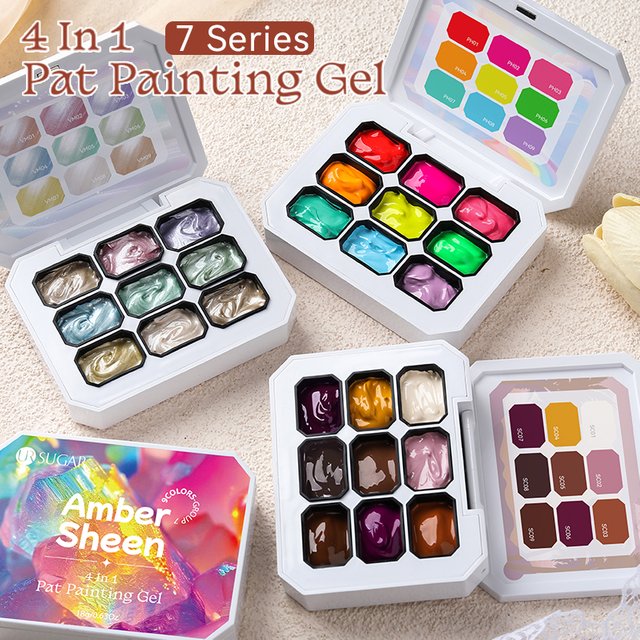 UR SUGAR 9 couleurs/grille Pat peinture Gel vernis à ongles pour toutes les saisons Nail Art dégradé couleur utilisé pour Blush ongles estampage tapotements