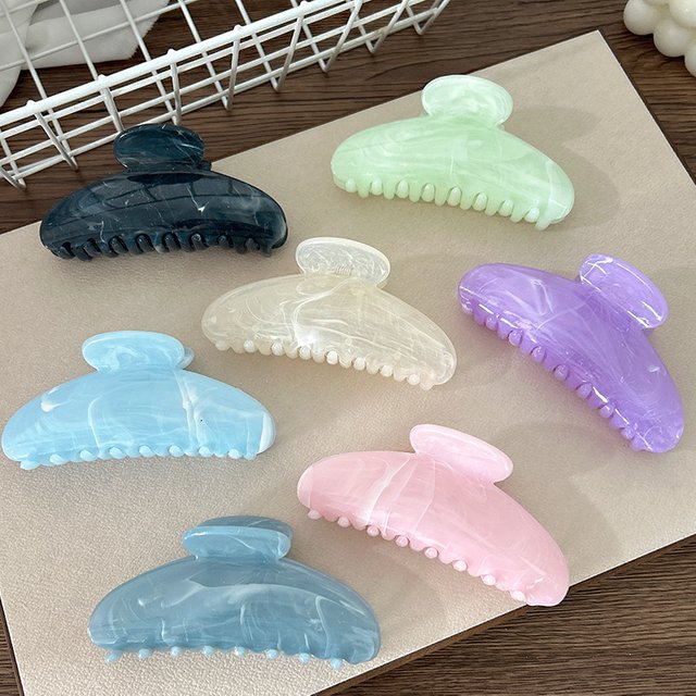 1PC Girls Make UP Washing Tool Hair Stripes Hair Claw Acrylic Colorful Claw Clip Women Crab Hair Clips Accessories