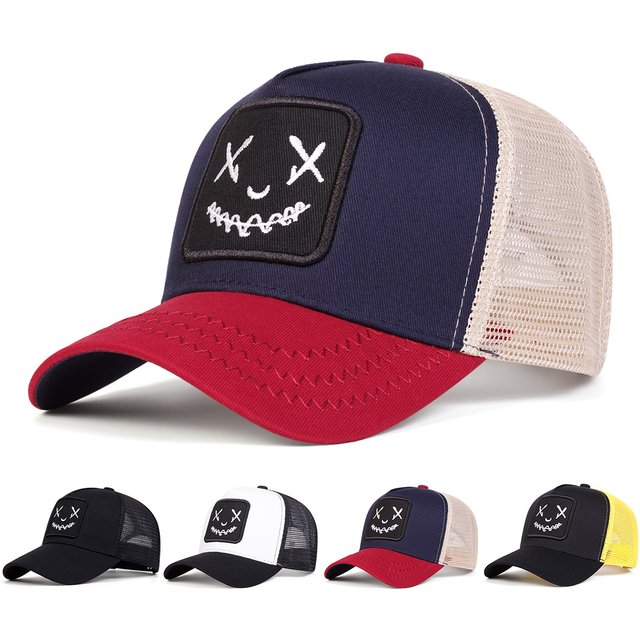 Unisex Ghost Face Embroidery Baseball Net Caps Spring and Summer Outdoor Adjustable Casual Hats Sunscreen Hat