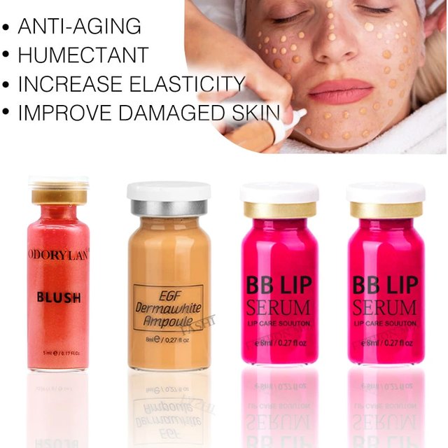 4pcs/Kit Korea BB Cream Ampoule Facial Repair Hyaluronic Acid Moisturise Skin Rejuvenation Permanent BB Lips SkinCare