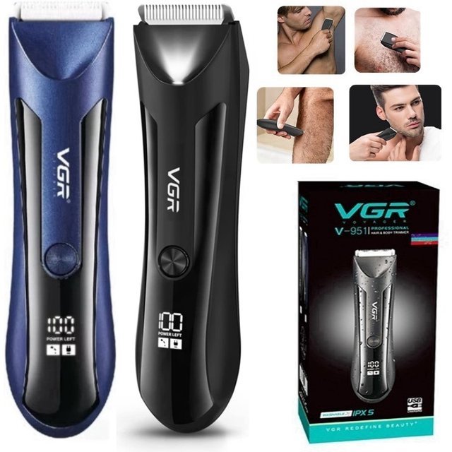VGR Groin Body Pubic Hair Trimmer for men&Women Electric Beard Clipper Ball Shaver Groomer Rechargeable,Ceramic Blade,Wet Dry