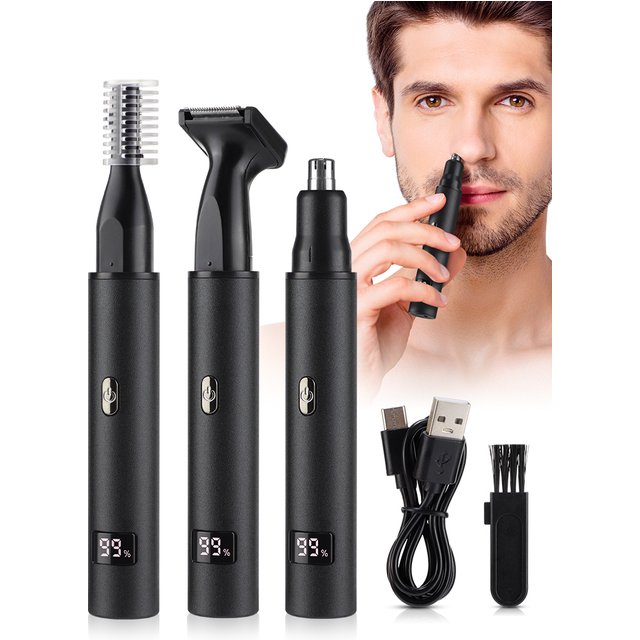 3 in 1 Electric Nose Hair Trimmer Painless Clipper Nose Ears Eyebrow Beard Hair Shaver LED Display Portable Trimmer for men