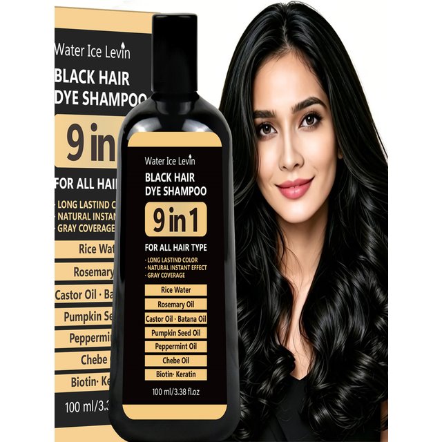 100ml 9‑in‑1 Black Hair Coloring Shampoo Natural Instant Gray Hair Coverage Nourish Repair Shine Hair Dye Shampoo for men Women