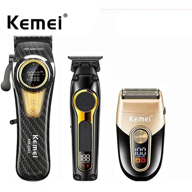 Kemei Rechargeable Hair Clippers kit Professional DLC Blade Electric Trimmer Men Barber Cordless Shaver KM-2242 KM-2351 KM-3209