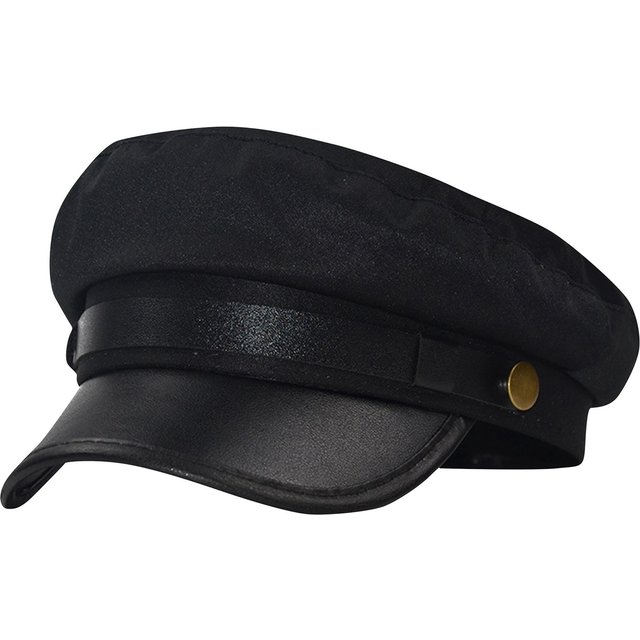 Unisex Leather Eaves Military Hats Flat Top Baseball Caps for women Outdoor Sports Cadet Sunscreen Hat Captain Cap Flat Top