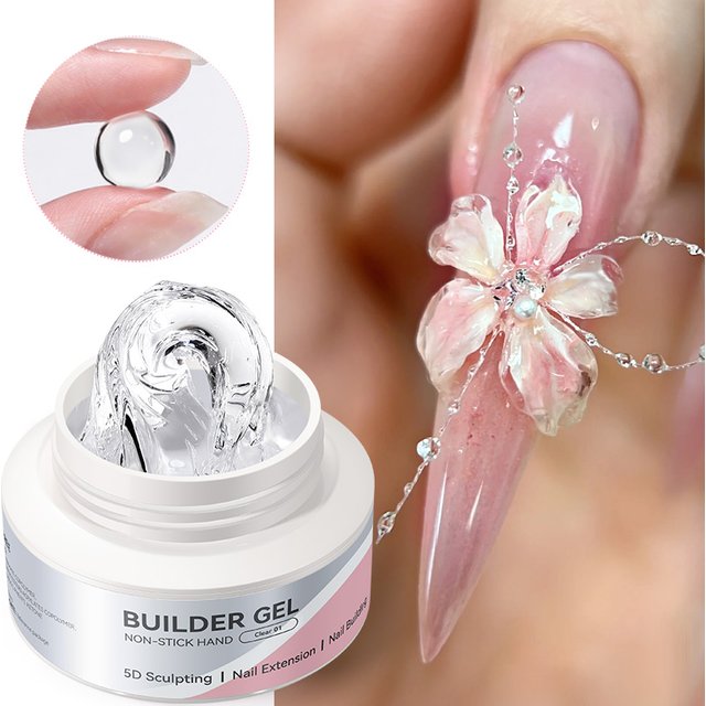 BORN PRETTY 60g Clear Milky White No-Sticky Quick Extension Gel Nail Polish 3D Shaping Carving Flower Acrylic Gel