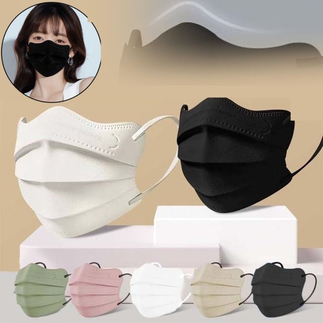 Masque facial jetable en forme de papillon, 50 pièces, respirant, 3 couches, couleur Morandi,