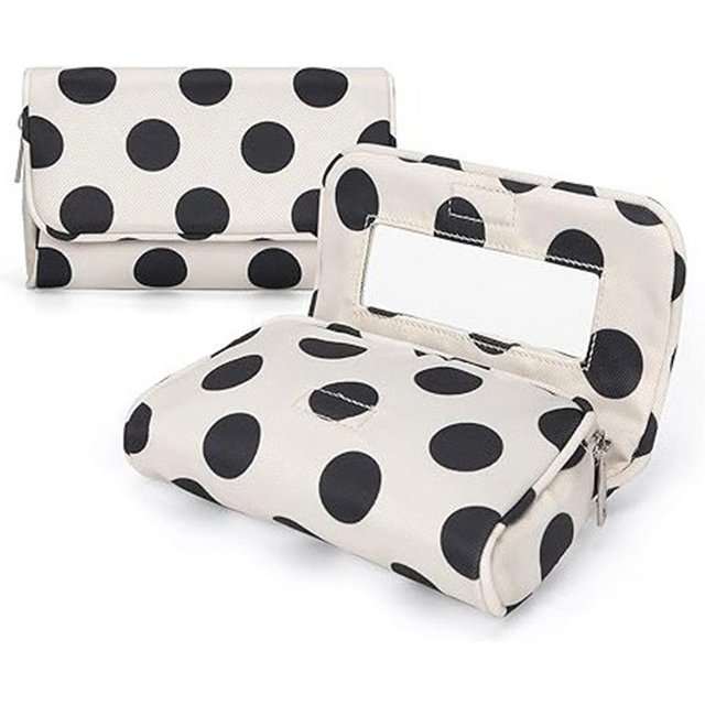 Large Capacity Travel Portable Makeup Bag with Mirror Hand Held Cosmetic Bag Toiletry Organizer Pouch for women Gift