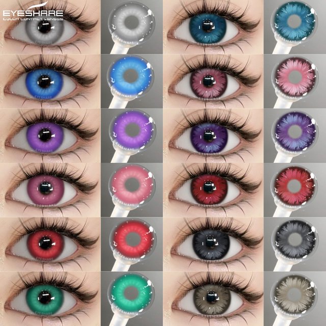 EYESHARE Cosplay Color Contact Lenses for Eyes 2Pcs Pink Contact Lenses Purple Anime Contact Halloween Makeup Red Lenses Yearly