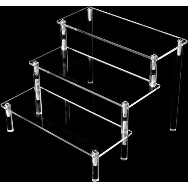 1-4 Tier Acrylic Display Stand,Clear Display Riser Rack for Cupcake,Perfume Doll Decor and Organizer Amiibo Funko POP Figures