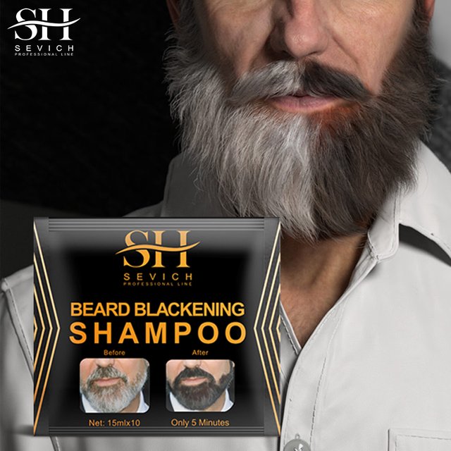 1/10PCS Natural Hair Dye Black Beard Shampoo Plant-Based Natural Long Lasting Permanent Beard Color Shampoo Men's Fashion Tool