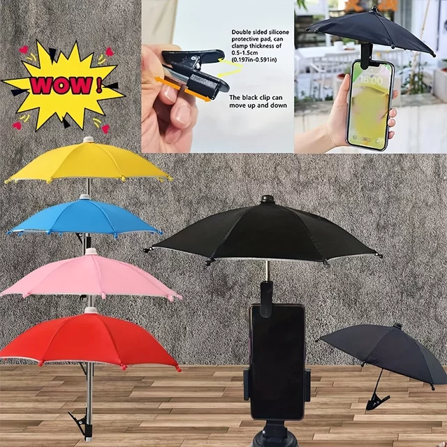 Mobile Phone Holder Sunscreen Umbrella Clip Outdoor Mobile Phone Fixed Umbrella Rain Parasol Mobile Phone Anti-Reflective