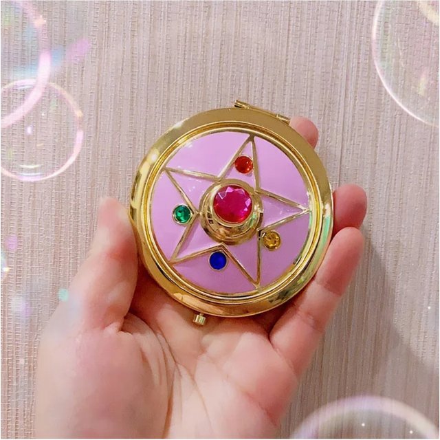 Stars Cartoon Mirror Make Up Moonlight Memory Series Crystal Star Case Cosmetic Compact Travel Folding Cosplay Box
