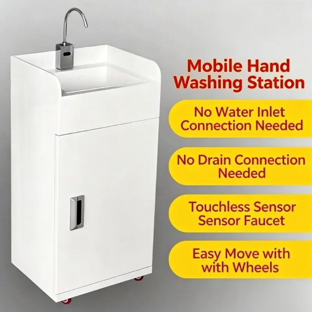 Mobile Heated Water Storage Hand Washing Station Portable Sink Sensor Water Outlet For Medical Beauty Salon