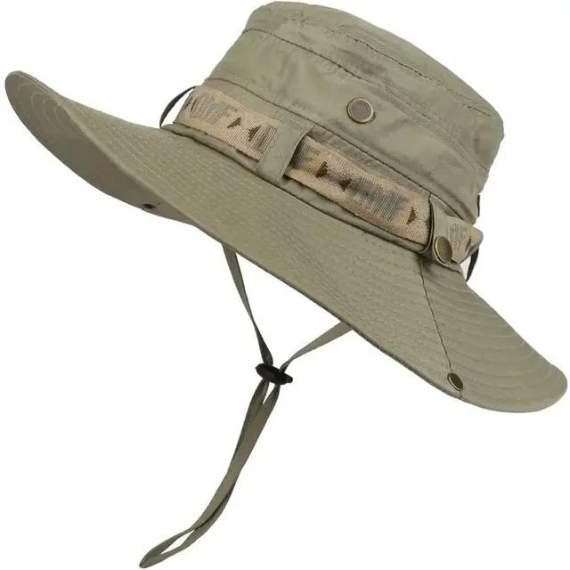 Summer Men Bucket Hat Outdoor UV Protection Wide Brim Panama Safari Hunting Hiking Hat Mesh Fisherman Hat Beach Sunscreen Cap