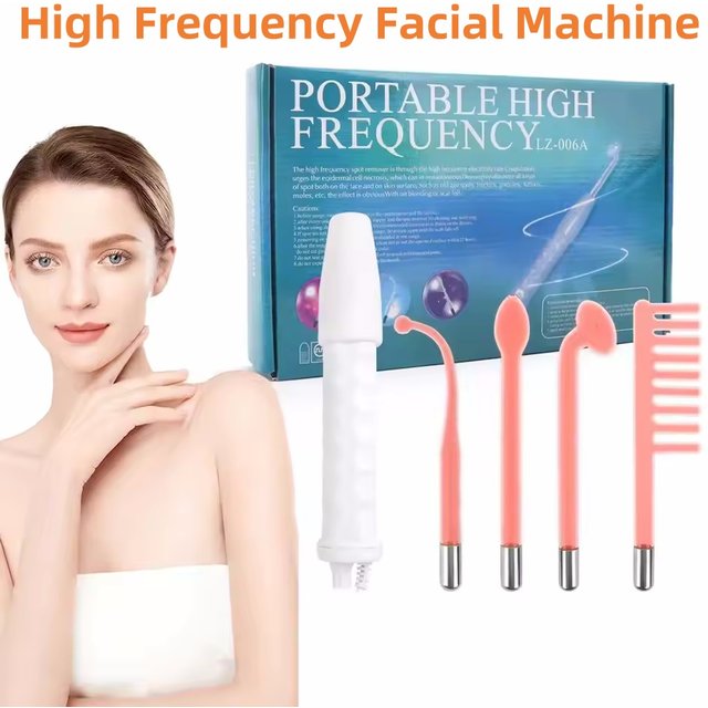 High Frequency Facial Machine 4 In 1 Handheld Electric For Face Skin Beauty Tools Portable Neon Wand Acne Treatment Therapy Wand