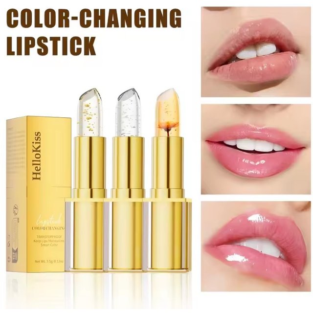 Gradient Jelly Lipstick Cup Non-stick Gold Foil PH Color Changing Lip Balm Long Lasting Hydrating Moisturizing Makeup Lipstick