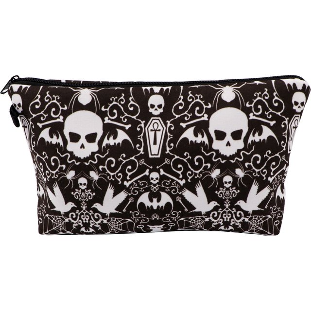 Halloween Skeleton Pencil Bag Large Capacity Pencil Storage Bag Punk Cosmetic Bag Stationery Organizer School Supplies