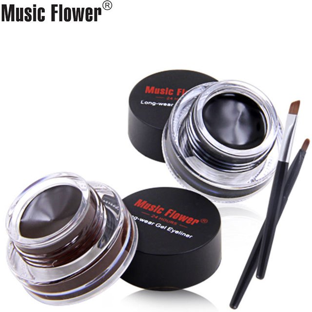 Musique fleur maquillage pour les yeux 2 en 1 marron noir Gel Eyeliner crème imperméable Texture