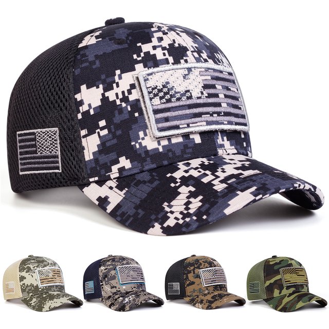 Unisex American Flag Embroidery Camouflage Baseball Net Caps Spring Summer Outdoor Adjustable Casual Hats Sunscreen Hat Cap
