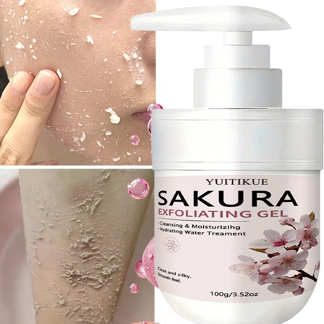 Sakura Exfoliating Cleansing Gel 100g YUITIKUE Gentle Exfoliation Dead Skin Remover Hydrating Soft Smooth Facial Skin Gel