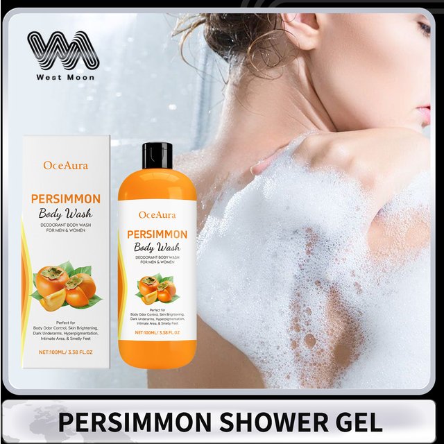 Persimmon Body Wash Deep Cleaning Skin Oil Control Exfoliating Eliminating Odor Remover Dirt Lasting Fragrance Shower Gel 100ml