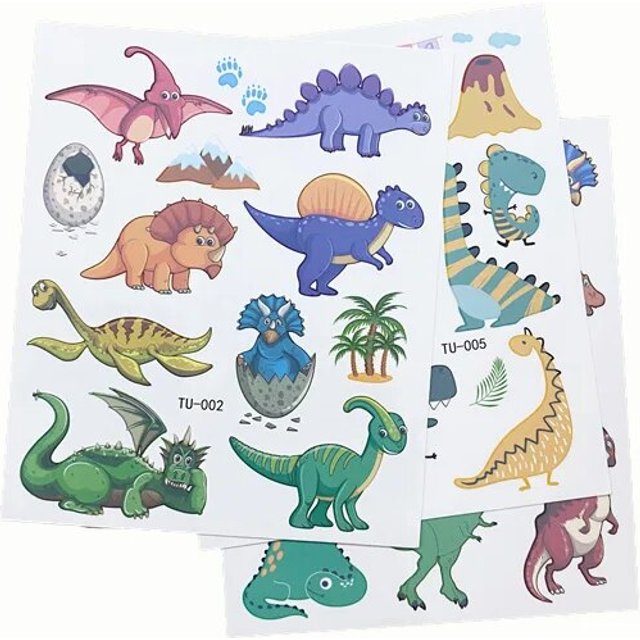 10pcs/Lot Dinosaur Pattern Tattoo Stickers Cute Animal Fake Temporary Tattoos for Hand Face and Body Makeup Decal