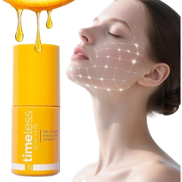 Timeless Skin Care 20% Vitamin C Serum - Brightens Skin Tone Improves Dullness Lightweight Facial Essence For All Skin Types