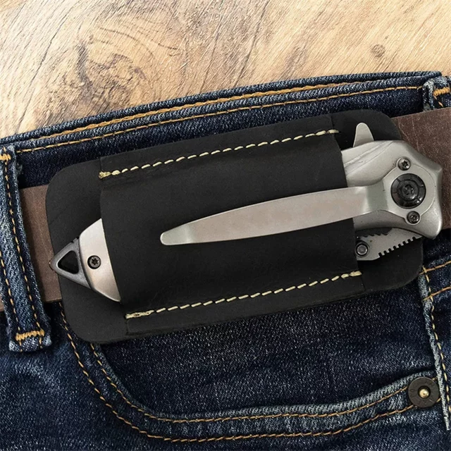 Doublures de couteaux en cuir EDC, gaine en cuir pour couteaux pliants, porte-Mini couteaux, lampe de poche, étui en cuir