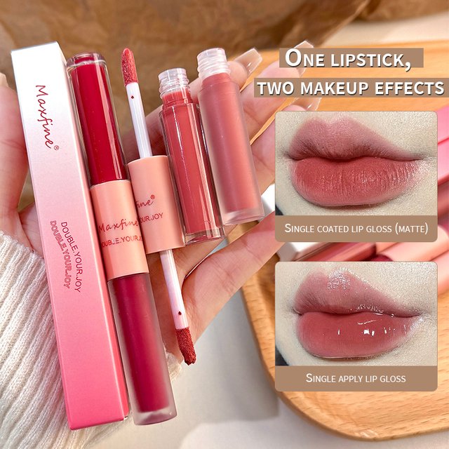 Double End Lip Glaze Full Gloss Mirror And Matte Velvet Long Term Color AndMoisture Lip Gloss Anti Stain Cosmetic Lip Glaze