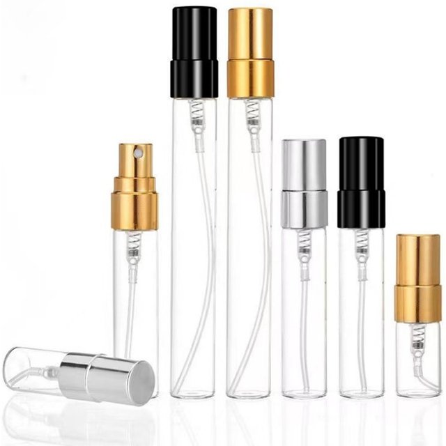 30/50 pièces, 100 pièces, flacons de parfum en verre rechargeables de 2 ml/3 ml/5 ml/10 ml, flacons vaporisateurs vides, atomiseurs, flacons de parfum, flacons vaporisateurs en métal.