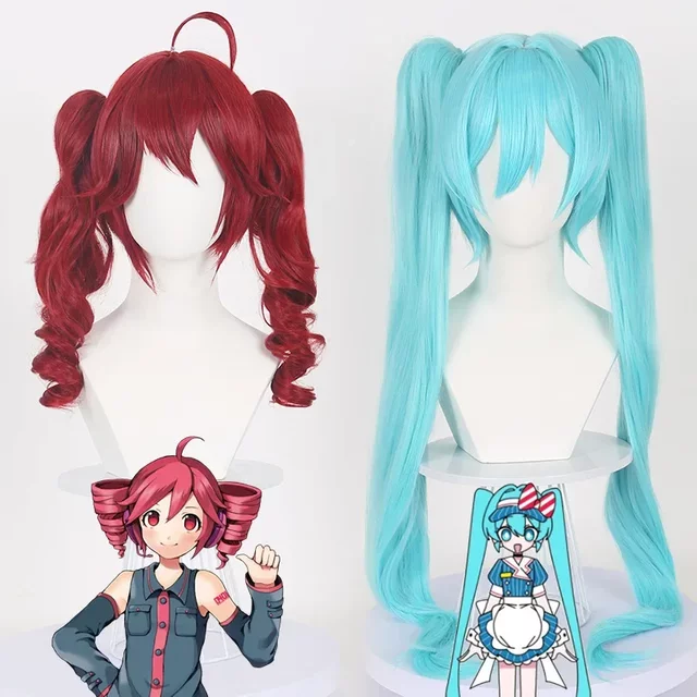 Perruque synthétique rouge résistante à la chaleur pour femmes, perruque de Cosplay Anime Kasane Teto pour spectacle d'idole, mascarade, Halloween, carnaval, déguisement fantaisie