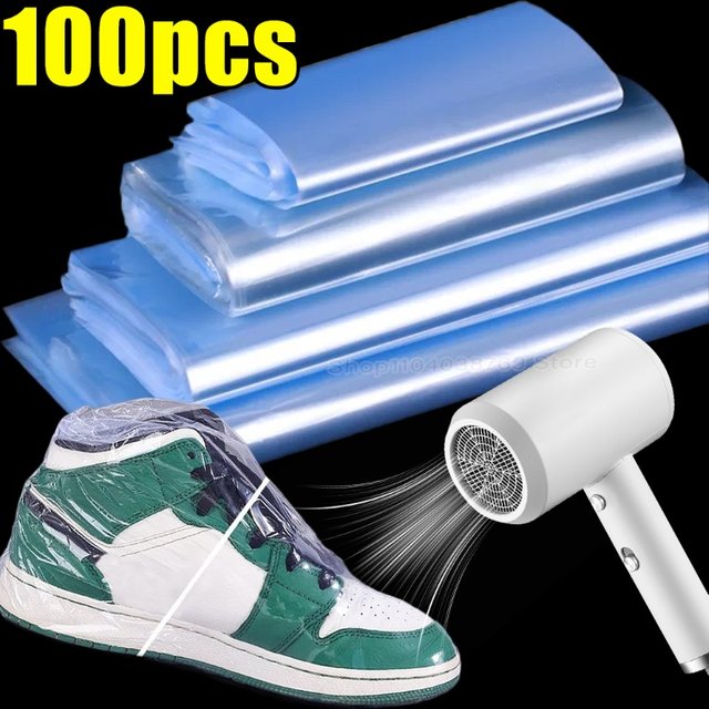 PVC Shrink Wrap Bags Clear Heat Shrink Film Bag for Shoes Books Soap DIY Crafts Waterproof Mould Proof Heat Hair Dryer Sealing