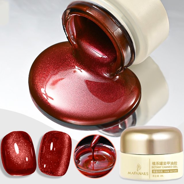 8ml Holographic Glitter Red Cat Eye Gel Nail Polish 0.27oz Blood Red Crystal Nail Polish UV Jelly Magnetic Nail Polish Salon DIY
