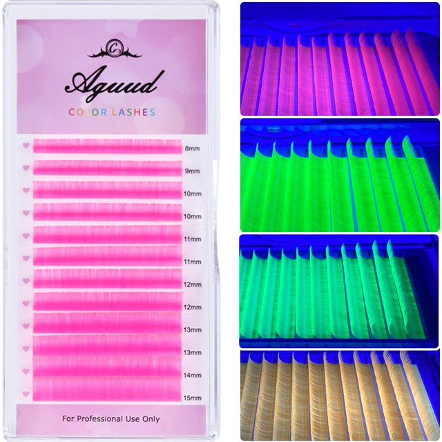 Aguud Soft Natural Synthetic Mink Rainbow Eye lash Extension Supplies Colored Eyelashes Makeup UV Neon Individual Color Lashes