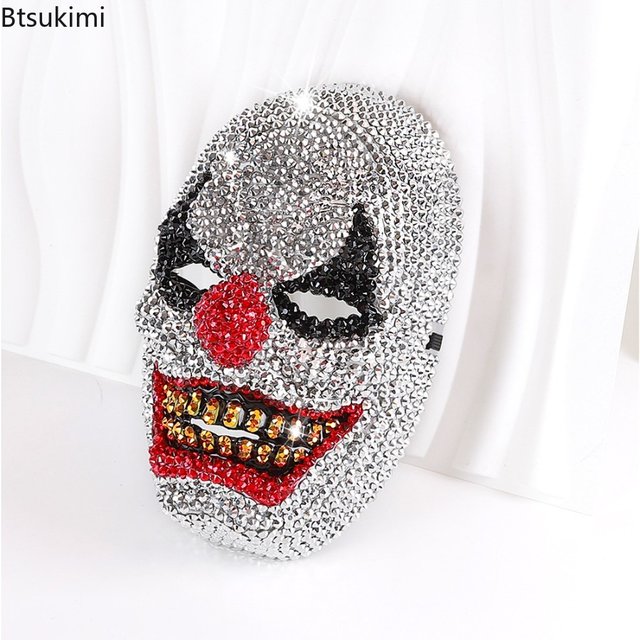 Shiny Skull Rhinestone Mask Halloween Horror Skull Clown Ghost Face Full Face Mask Cosplay Fashion Prom Party Cosplay Face Props