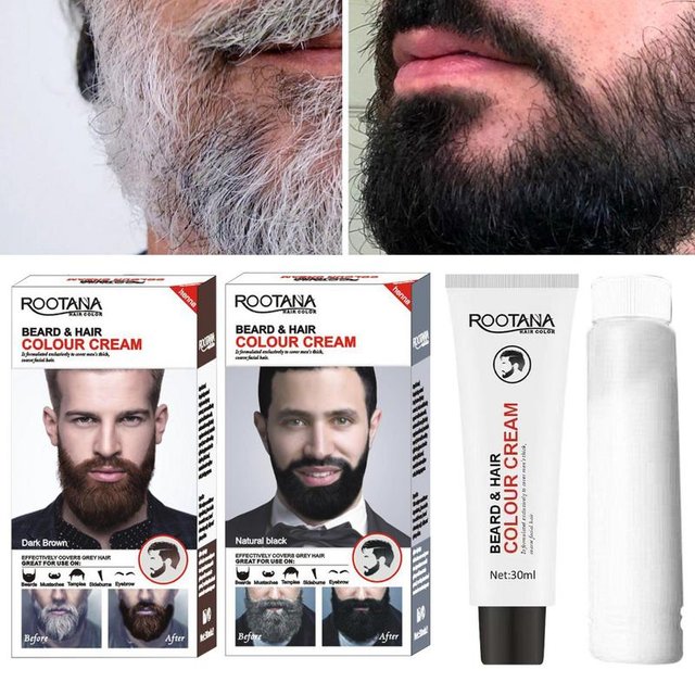 60ML Mustache Dye Kit Men Beard Dye Men Mustache Beard Dye Shampoo Men Mustache Beard Cream Beard Black brown Dye Wax